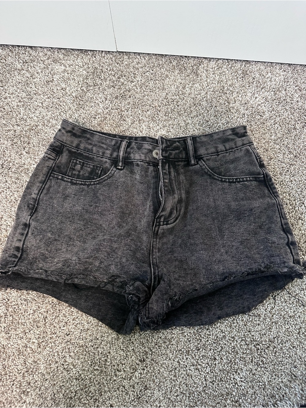 SHEIN Washed Black High-Rise Denim Shorts